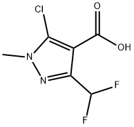 5-クロロ-3-(ジフルオロメチル)-1-メチル-1H-ピラゾール-4-カルボン酸 化学構造式