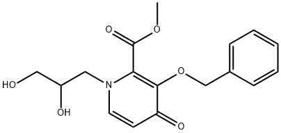 メチル3-(ベンジルオキシ)-1-(2,3-ジヒドロキシプロピル)-4-オキソピリジン-2-カルボキシラート 化学構造式