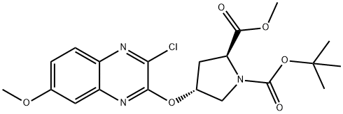 1,2-Pyrrolidinedicarboxylic acid, 4-[(3-chloro-7-Methoxy-2-quinoxalinyl)oxy]-, 1-(1,1-diMethylethyl) 2-Methyl ester,(2S,4R)- Structure