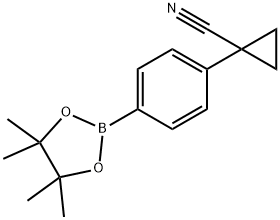 1-[4-(4,4,5,5-Tetramethyl-[1,3,2]dioxaborolan-2-yl)-phenyl]-cyclopropanecarbonitrile Struktur