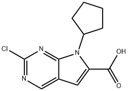 2-クロロ-7-シクロペンチル-7H-ピロロ[2,3-D]ピリミジン-6-カルボン酸 化学構造式