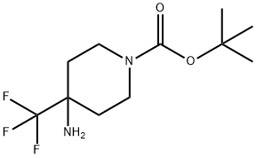 4-氨基-4-(三氟甲基)哌啶-1-羧酸叔丁酯 结构式