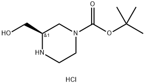 (R)-3-羟甲基-哌嗪-1-羧酸叔丁酯盐酸盐, 1217444-84-2, 结构式