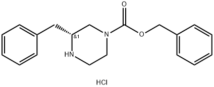 (R)-Benzyl 3-benzylpiperazine-1-carboxylate hydrochloride Structure