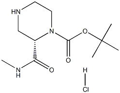(S)-2-(甲基氨基甲酰基)哌嗪-1-羧酸叔丁酯盐酸盐, 1217841-04-7, 结构式