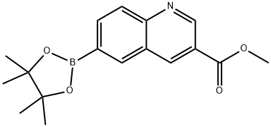 6-(4,4,5,5-四甲基-1,3,2-二氧杂硼环戊烷-2-基)喹啉-3-羧酸甲酯, 1220418-81-4, 结构式