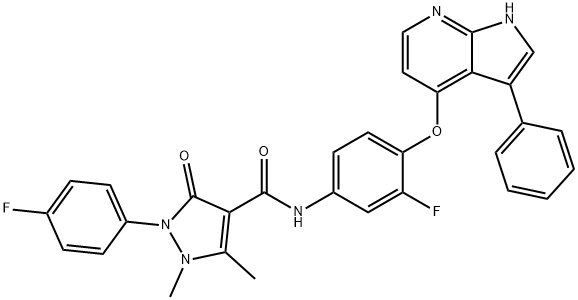 1221713-92-3 2-(4-氟苯基)-N-[3-氟-4-[(3-苯基-1H-吡咯并[2,3-B]吡啶-4-基)氧基]苯基]-2,3-二氢-1,5-二甲基-3-氧代-1H-吡唑-4-甲酰胺