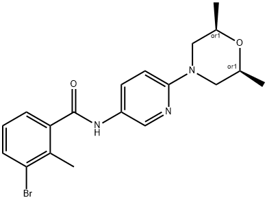 3-broMo-N-{6-[(2R,6S)-2,6-diMethyl-1,4-oxazinan-4-yl]-3-pyridinyl}-2-MethylbenzenecarboxaMide Struktur