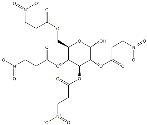 ALPHA-D-吡喃葡萄糖 2,3,4,6-四(3-硝基丙酸酯), 122475-42-7, 结构式