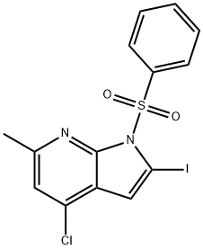 4-氯-2-碘-6-甲基-1-(苯磺酰基)-1H-吡咯并[2,3-B]吡啶 结构式