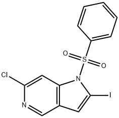 1-(フェニルスルホニル)-6-クロロ-2-ヨード-5-アザインドール 化学構造式