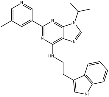 N-(2-(1H-indol-3-yl)ethyl)-9-isopropyl-2-(5-Methylpyridin-3-yl)-9H-purin-6-aMine 化学構造式