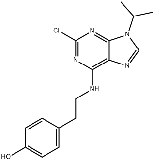 4-(2-((2-chloro-9-isopropyl-9H-purin-6-yl)aMino)ethyl)phenol, 1227635-07-5, 结构式