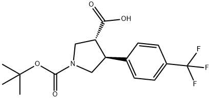 (3R,4S)-1-(tert-Butoxycarbonyl)-4-(4-(trifluoroMethyl)phenyl)pyrrolidine-3-carboxylic acid 结构式
