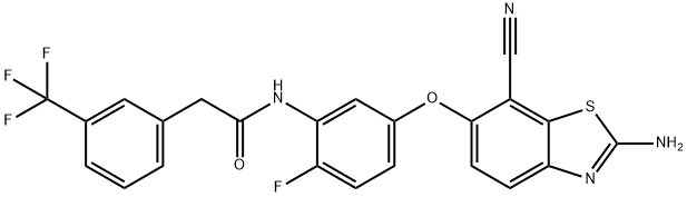 N-(5-(2-aMino-7-cyanobenzo[d]thiazol-6-yloxy)-2-fluorophenyl)-2-(3-(trifluoroMethyl)phenyl)acetaMide Struktur