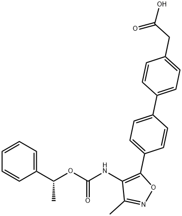 [4'-[3-甲基-4-[[[((R)-1-苯基乙基)氧基]羰基]氨基]异恶唑-5-基]联苯-4-基]乙酸 结构式