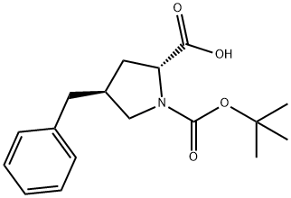 (2S,4R)-4-benzyl-1-(tert-butoxycarbonyl)pyrrolidine-2-carboxylic acid Struktur