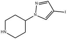 4-(4-ヨード-1H-ピラゾール-1-イル)ピペリジン 化学構造式