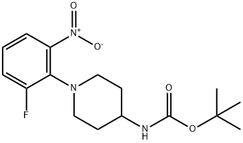 tert-butyl(1-(2-fluoro-6-nitrophenyl)piperidin-4-yl)carbaMate Struktur