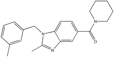 [2-甲基-1-[(3-甲基苯基)甲基]-1H-苯并咪唑-5-基]-1-哌啶基甲酮 结构式
