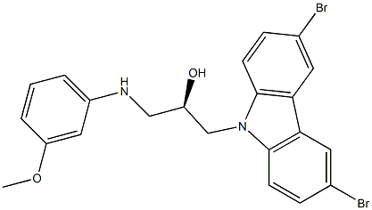 (R)-1-(3,6-ジブロモ-9H-カルバゾール-9-イル)-3-(3-メトキシフェニルアミノ)プロパン-2-オール 化学構造式