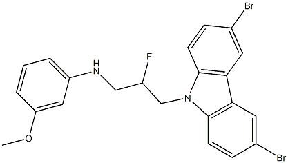 9-[2-フルオロ-3-(3-メトキシフェニルアミノ)プロピル]-3,6-ジブロモ-9H-カルバゾール 化学構造式