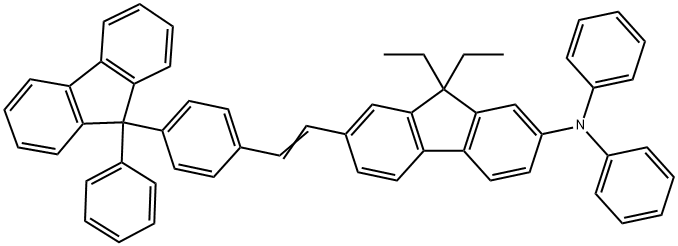 9,9-Diethyl-N,N-diphenyl-7-[2-[4-(9-phenyl-9H-fluoren-9-yl)phenyl]ethenyl]-9H-fluoren-2-amine Struktur