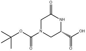 (S)-4-(TERT-ブチルトキシカルボニル)-6-オキソピペラジン-2-カルボン酸 化学構造式