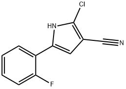 2-クロロ-5-(2-フルオロフェニル)ピロール-3-カルボニトリル 化学構造式
