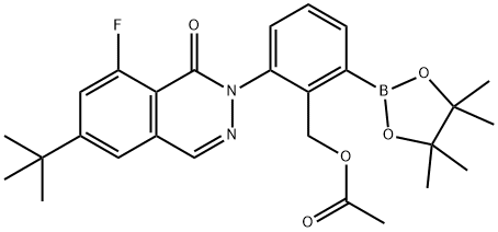 2-(6-(叔丁基)-8-氟-1-氧代酞嗪-2(1H)-基)-6-(4,4,5,5-四甲基-1,3,2-二氧硼戊环-2-基)乙酸苄酯, 1242156-76-8, 结构式