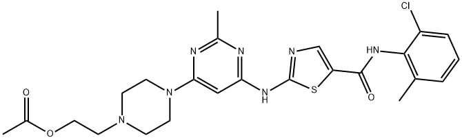 2-(4-(6-((5-((2-chloro-6-Methylphenyl)carbaMoyl)thiazol-2-yl)aMino)-2-MethylpyriMidin-4-yl)piperazin-1-yl)ethyl acetate,1245157-85-0,结构式