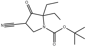 tert-butyl 4-cyano-2,2-diethyl-3-oxopyrrolidine-1-carboxylate Struktur