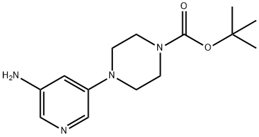 1-Piperazinecarboxylic acid, 4-(5-aMino-3-pyridinyl)-, 1,1-diMethylethyl ester, 1245914-05-9, 结构式