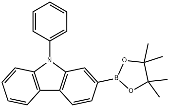 9-フェニル-2-(4,4,5,5-テトラメチル-1,3,2-ジオキサボロラン-2-イル)カルバゾール 化学構造式