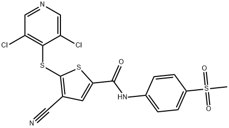 2-ThiophenecarboxaMide, 4-cyano-5-[(3,5-dichloro-4-pyridinyl)thio]-N-[4-(Methylsulfonyl)phenyl]- Struktur
