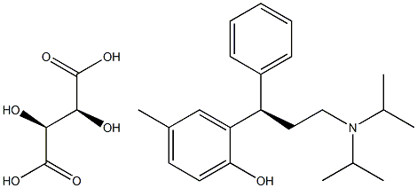 2-[(1S)-3-[二(1-甲基乙基)氨基]-1-苯基丙基]-4-甲基苯酚 D-酒石酸盐 结构式