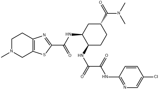 Ethanediamide, N1-(5-chloro-2-pyridinyl)-N2-[(1R,2S,4R)-4-[(dimethylamino)carbonyl]-2-[[(4,5,6,7-tetrahydro-5-methylthiazolo[5,4-c]pyridin-2-yl)carbonyl]amino]cyclohexyl]- Struktur
