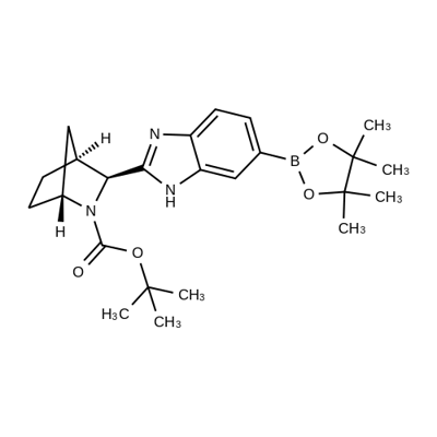 (1R,3S,4S)-2-TERT-ブチル-3-(6-(4,4,5,5-テトラメチル-1,3,2-ジオキサボロラン-2-イル)-1H-ベンゾ[D]イミダゾール-2-イル)-2-アザビシクロ[2.2.1]ヘプタン-2-カルボン酸 化学構造式