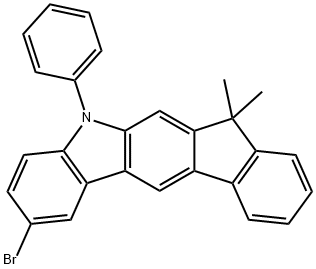 2-BroMo-5,7-dihydro-7,7-diMethyl-5-phenyl-indeno[2,1-b]carbazole 化学構造式