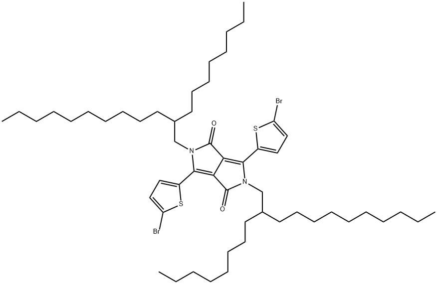 3,6-双(5-溴噻吩-2-基)-2,5-双(2-辛基十二烷基)吡咯并[3,4-C]吡咯-1,4(2H,5H)二酮 结构式