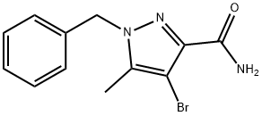 1-BENZYL-4-BROMO-5-METHYL-1H-PYRAZOLE-3-CARBOXAMIDE, 1262414-75-4, 结构式