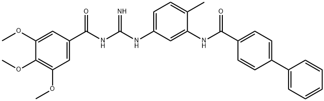[1,1'-Biphenyl]-4-carboxaMide, N-[5-[[iMino[(3,4,5-triMethoxybenzoyl)aMino]Methyl]aMino]-2-Methylphenyl]-,1263131-92-5,结构式