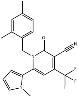 1-(2,4-dimethylbenzyl)-6-(1-methyl-1H-pyrrol-2-yl)-2-oxo-4-(trifluoromethyl)-1,2-dihydropyridine-3-carbonitrile|1-[(2,4-二甲基苯基)甲基]-1,2-二氢-6-(1-甲基-1H-吡咯-2-基)-2-氧代-4-(三氟甲基)-3-吡啶甲腈