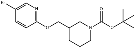 3-(5-溴-吡啶-2-氧基甲基)-哌啶-1-羧酸叔丁酯,1266115-14-3,结构式