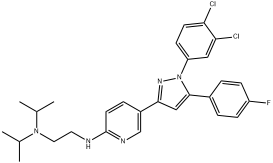 N2-[5-[1-(3,4-Dichlorophenyl)-5-(4-fluorophenyl)-1H-pyrazol-3-yl]-2-pyridinyl]-N1,N1-bis(1-Methylethyl)-1,2-ethanediaMine Struktur