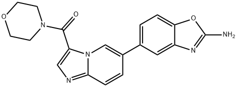 [6-(2-氨基-5-苯并恶唑基)咪唑并[1,2-A]吡啶-3-基]-4-吗啉基甲酮,1268454-23-4,结构式