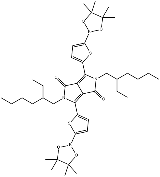 2,5-二(2-乙基己基)-3,6-二(5-硼酸频哪醇酯噻吩基)-吡咯并吡咯二酮,1269004-46-7,结构式