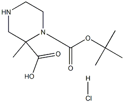 1,2-Piperazinedicarboxylic acid, 1-(1,1-diMethylethyl) 2-Methyl ester, hydrochloride (1:1) Structure