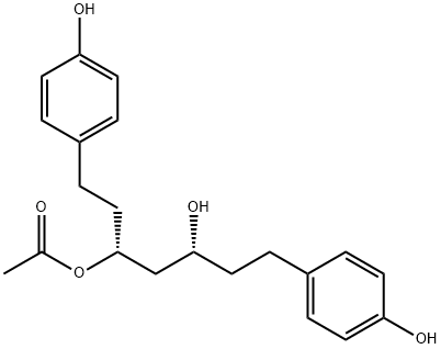 5-ヒドロキシ-1,7-bis(4-ヒドロキシフェニル)ヘプタン-3-イル アセタート 化学構造式