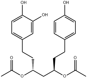 1-(3,4-ジヒドロキシフェニル)-7-(4-ヒドロキシフェニル)ヘプタン-3,5-ジイル ジアセタート 化学構造式